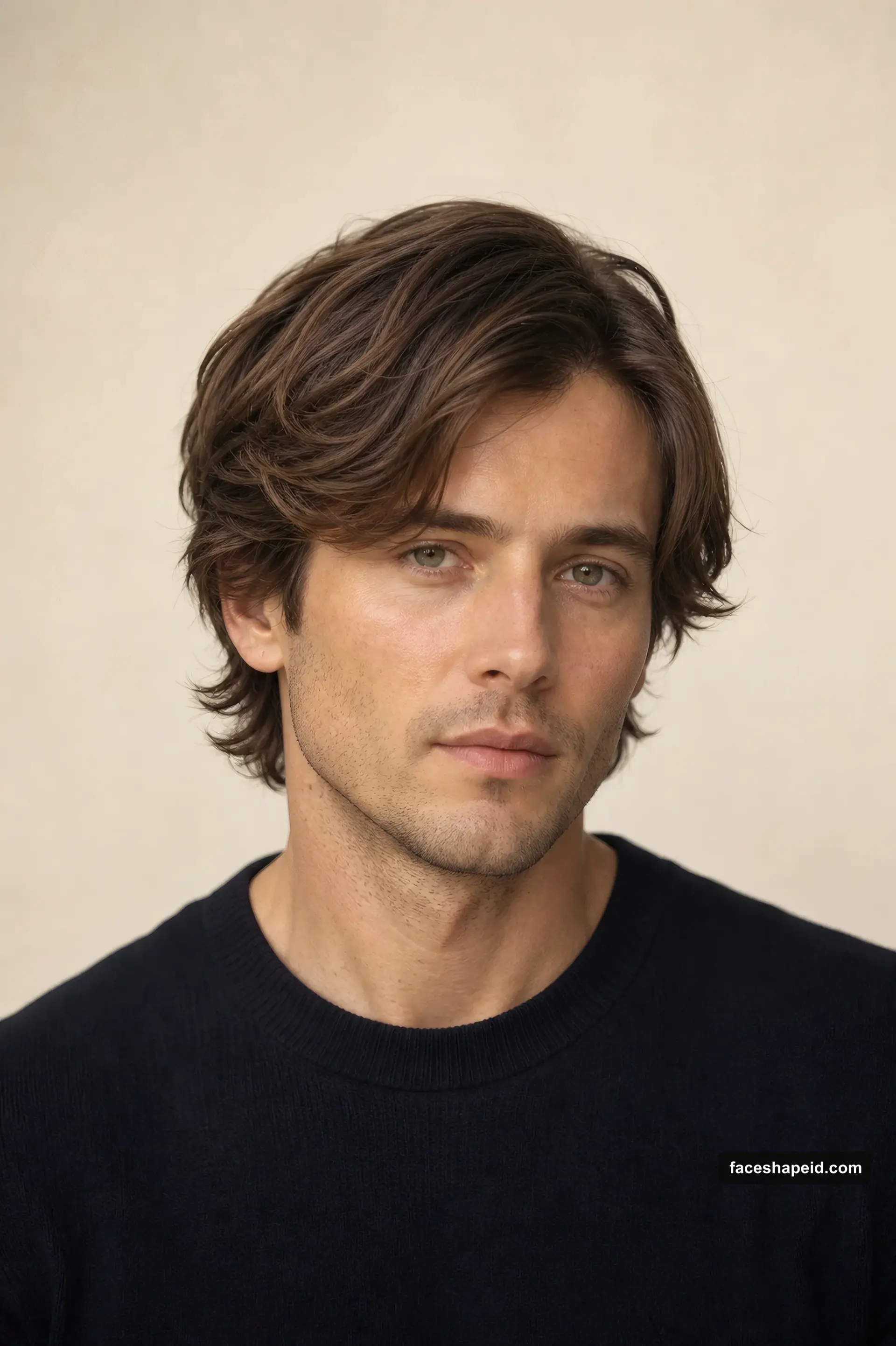 Men's hairstyle for a heart-shaped face: side-swept fringe with tapered sides