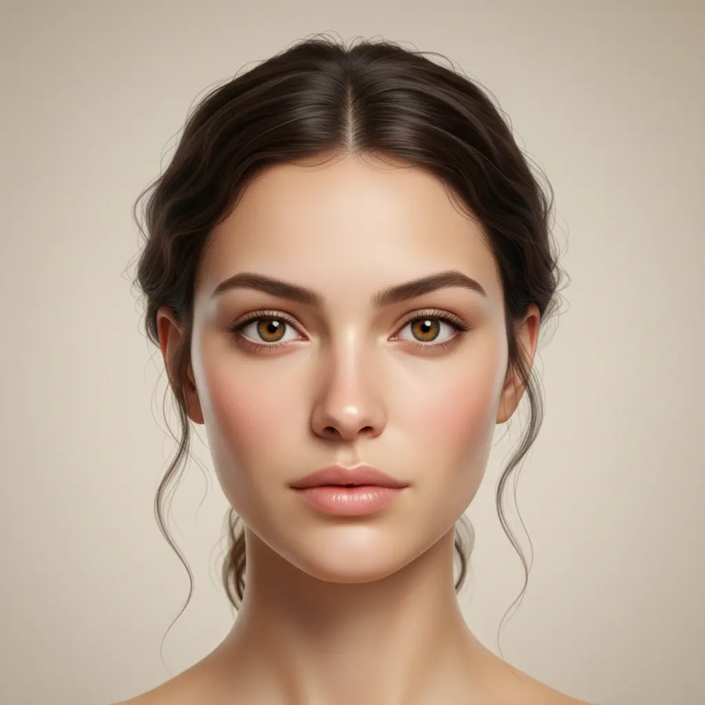 Representative portrait illustrating a heart face shape.